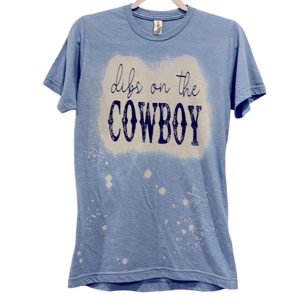 Tultex Dibs On The Cowboy Novelty Boutique Saying Western Cowgirl Small Tshirt‍﻿